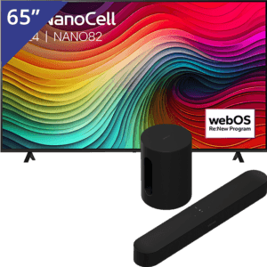 LG 65 inch TV + Sonos Beam + Sub mini
