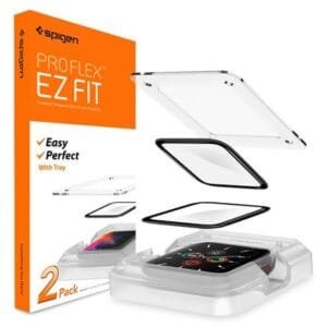 Spigen Screenprotector geschikt voor Apple Watch 44mm - Proflex EZ Fit 2 stuks - Zwart