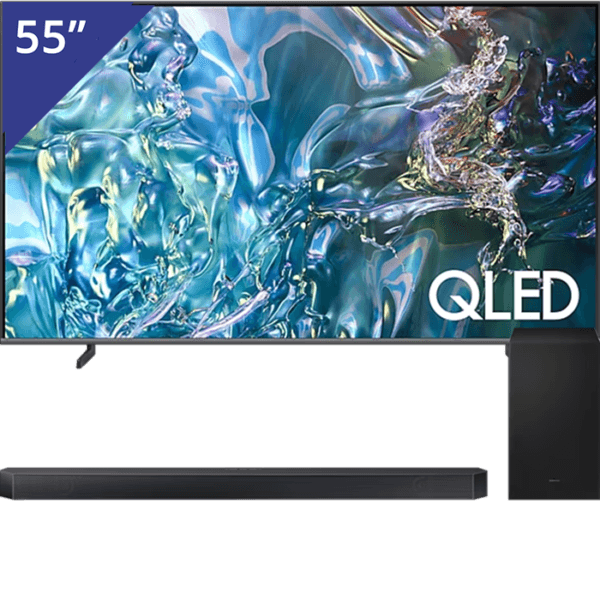 Samsung 55 inch QLED TV + Soundbar met Subwoofer